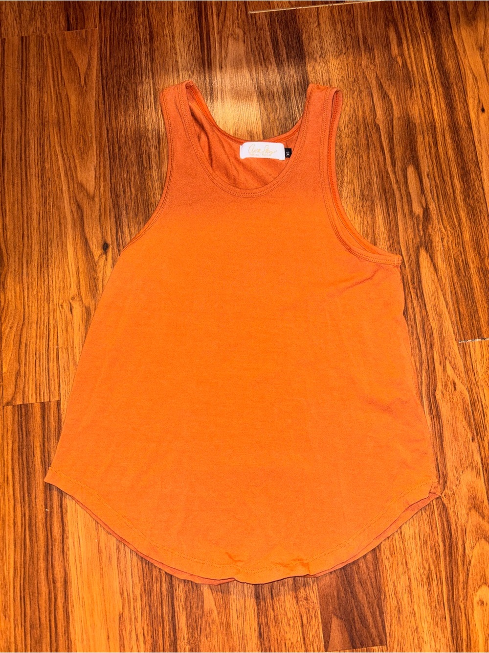 Ava Sky Rust Orange Knit Crew Neck Tank Top Cropped Curved Beachy Casual Summer